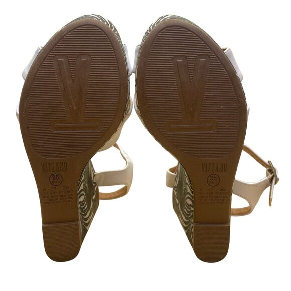 Vizzano Women’s White Faux Leather Tropical Pineapple Print Wedge Sandals Size 6 - Picture 10 of 11
